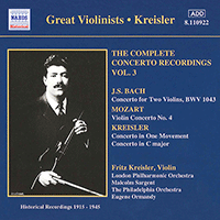 BACH, J.S. / MOZART: Violin Concertos (Kreisler) (1915-1945)