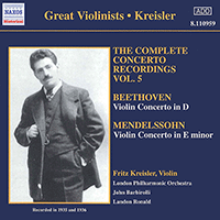 BEETHOVEN / MENDELSSOHN: Violin Concertos (Kreisler) (1935-1936)
