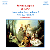 WEISS, S.L.: Lute Sonatas, Vol.  3 (Barto) - Nos. 2, 27, 35