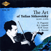 SITKOVETSKY, Yulian: Art of Yulian Sitkovetsky (The), Vol. 4