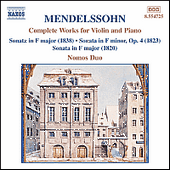 MENDELSSOHN: Works for Violin and Piano (Complete)