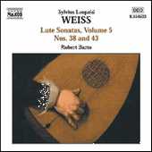 WEISS, S.L.: Lute Sonatas, Vol. 5 (Barto) - Nos. 38, 43 / Tombeau sur la mort de M. Cajetan Baron d'Hartig