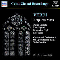 VERDI, G.: Messa da Requiem (Gigli, Rome Opera Chorus and Orchestra, Serafin) (1939)
