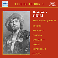 GIGLI, Beniamino: Gigli Edition, Vol. 1: Milan Recordings (1918-1919)