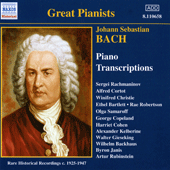 BACH, J.S.: Piano Transcriptions, Vol. 1 (Great Pianists) (1925-1947)