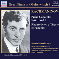 RACHMANINOV: Piano Concertos Nos. 1 and 2 (Moiseiwitsch, Vol. 4) (1937-1948)