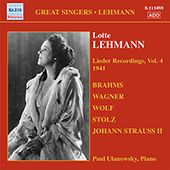 LEHMANN, Lotte: Lieder Recordings, Vol. 4 (1941)