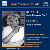 MOZART, W.A.: Violin Concerto No. 3 / BRAHMS, J.: Violin Concerto (de Vito, Beecham, van Kempen) (1941, 1949)