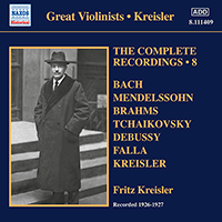 KREISLER, Fritz: Complete Recordings, Vol. 8 (1926-1927)