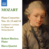 MOZART, W.A.: Piano Concertos Nos. 12, 13 and 14 (version for piano and string quartet) (Blocker, Biava Quartet)