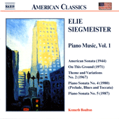 SIEGMEISTER: Piano Music, Vol. 1