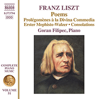 LISZT, F.: Poems - Après une lecture du Dante / Mephisto Waltz No. 1 / Consolations (1st version) (Filipec) (Liszt Complete Piano Music, Vol. 51)