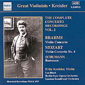 MOZART / BRAHMS: Violin Concertos, Vol. 2 (Kreisler) (1924, 1927)