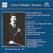 BACH, J.S. / MOZART: Violin Concertos (Kreisler) (1915-1945)