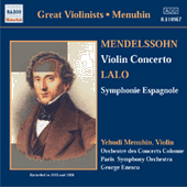 MENDELSSOHN: Violin Concerto / LALO: Symphonie espagnole (Menuhin) (1933, 1938)