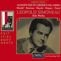 Vocal Recital (Tenor): Simoneau, Leopold - HANDEL, G.F. / RAMEAU, J.-P. / HAYDN, J. / DUPARC, H. (Ausgewahlte Lieder und Arien) (1959)