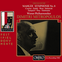 MAHLER, G.: Symphony No. 8 (Coertse, Zadek, Malaniuk, L. West, Zampieri, Prey, Edelmann, Vienna Philharmonic, Mitropoulos) (1960)