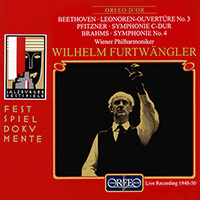 BEETHOVEN, L. van: Leonore Overture No. 3 / PFITZNER, H.: Symphony, Op. 46 / BRAHMS, J.: Symphony No. 4 (Vienna Philharmonic, Furtwängler) (1948-1950)