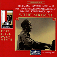 Piano Recital: Kempff, Wilhelm - SCHUMANN, R. / BEETHOVEN, L. van / BRAHMS, J. (1958)