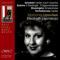 Vocal Recital (Mezzo-Soprano): Lipovšek, Marjana - SCHUBERT, F. / BRAHMS, J. / MUSSORGSKY, M.P. / TCHAIKOVSKY, P. (Lieder) (1987)