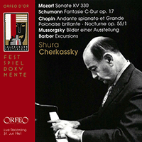 Piano Recital: Cherkassky, Shura - MOZART, W.A. / SCHUMANN, R. / CHOPIN, F. / MUSSORGSKY, M.P. / BARBER, S. (1961)