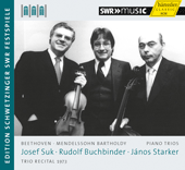 BEETHOVEN, L. van: Piano Trio No. 3 / MENDELSSOHN, Felix: Piano Trio No. 1 (J. Suk, Buchbinder, J. Starker) (Schwetzinger Festspiele Edition, 1973)