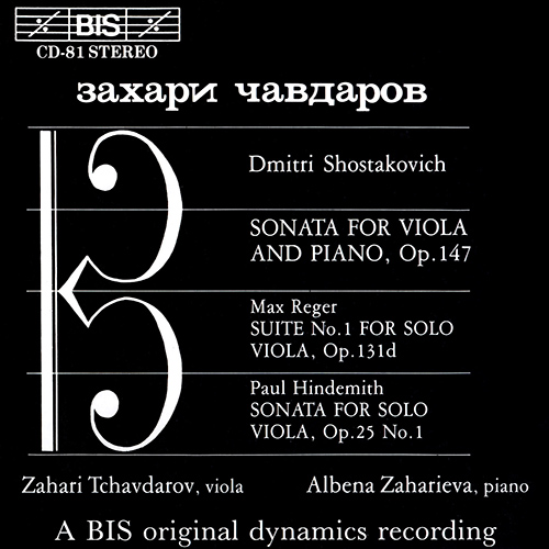 SHOSTAKOVICH / HINDEMITH: Viola Sonatas / REGER: Suite No. 1 for Solo Viola