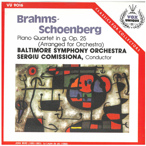 BRAHMS, J.: Piano Quartet No. 1 (arr. A. Schöenberg for orchestra) (Baltimore Symphony, Comissiona)